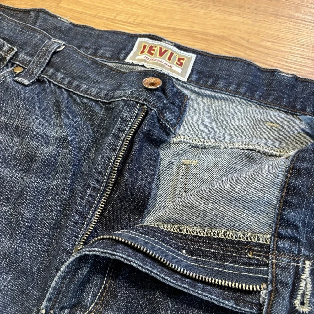 Levis Ramp Flat Front Jean Shorts Men's 42 Relaxed Blue Denim Flap Pockets Y2K